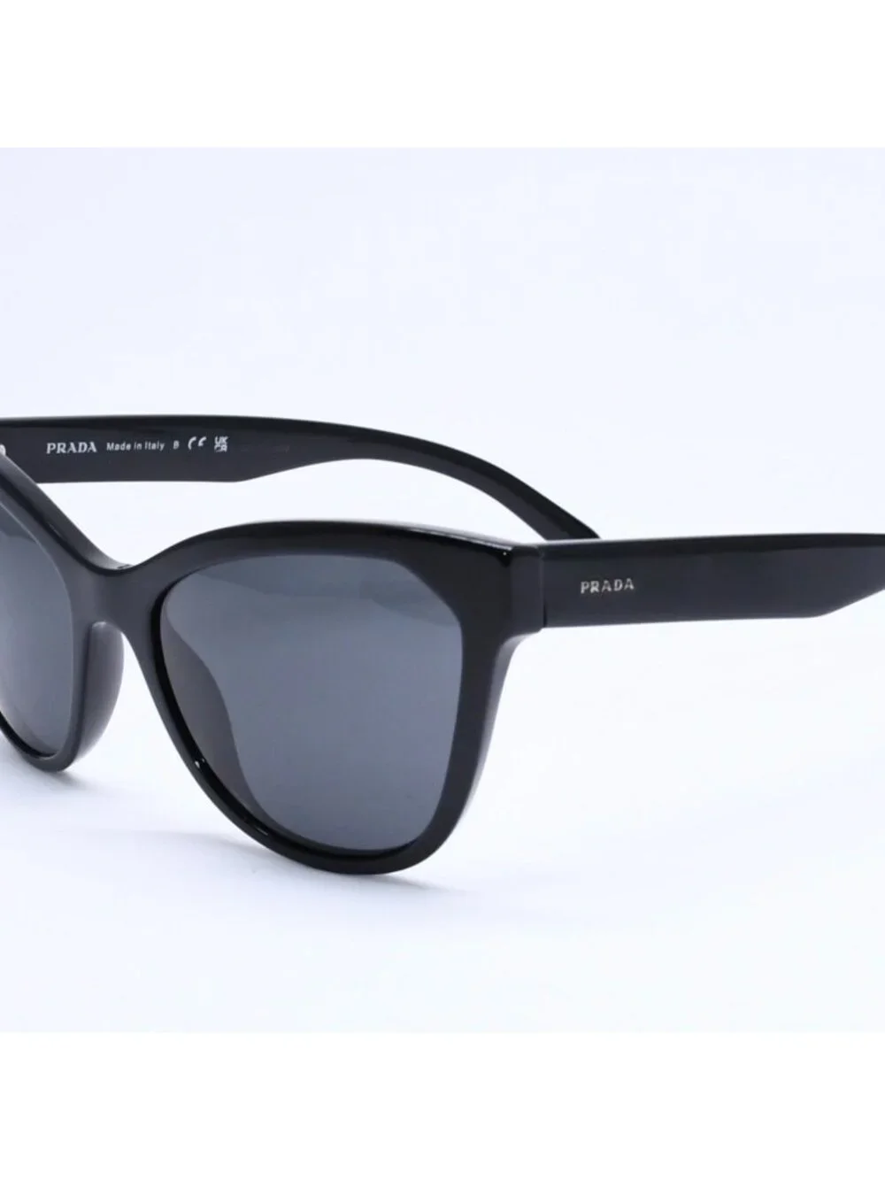 Prada Sunglasses Eyewear Cat Eye 19 Black Silver Logo